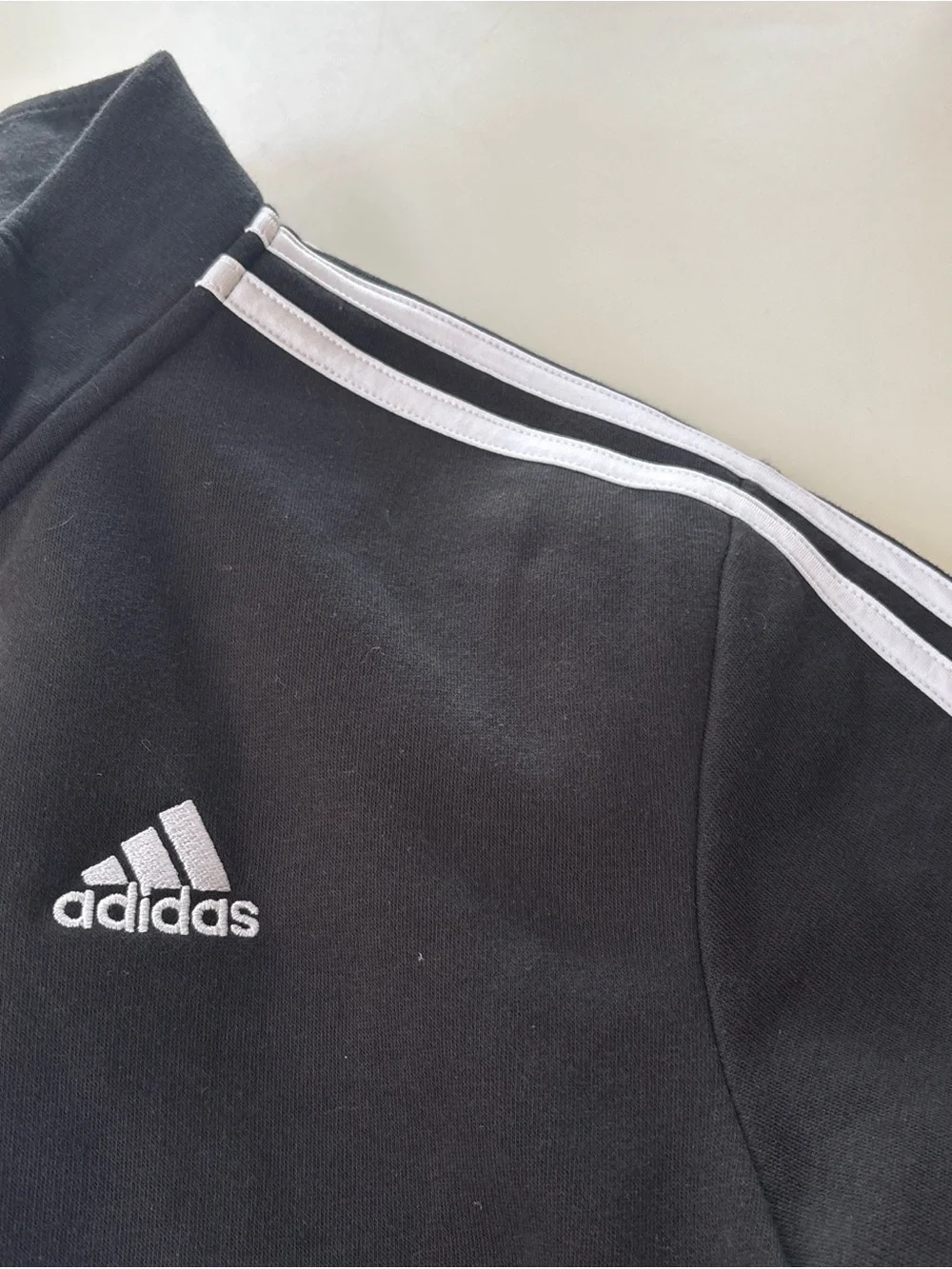 adidas Black Quarter-Zip Pullover with White Stripes - Picture 7 of 9